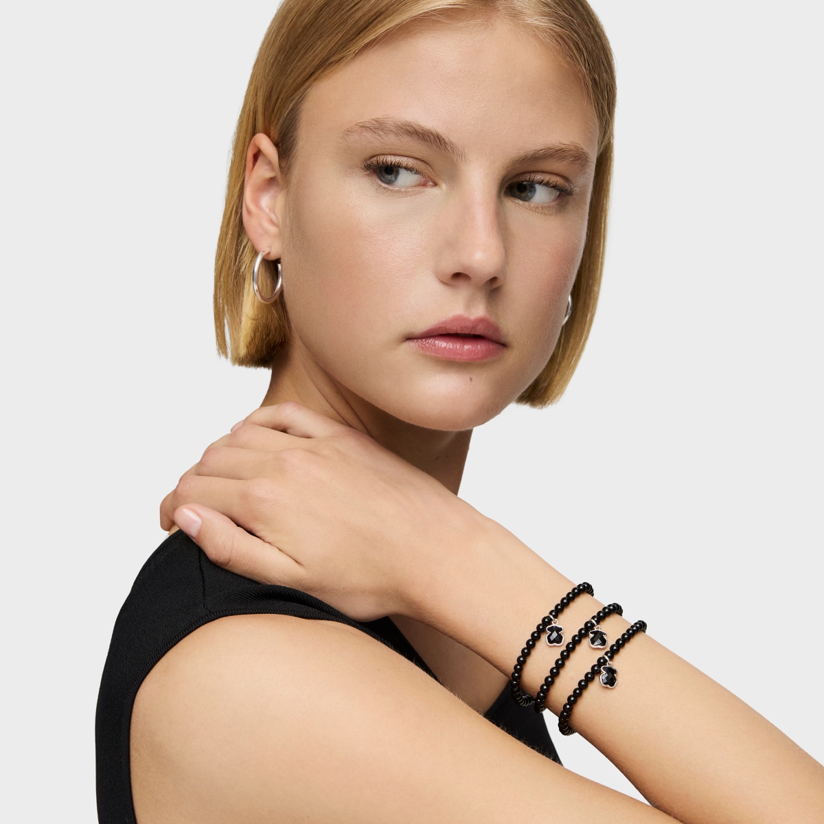 Silver and onyx TOUS Icon Color bracelet