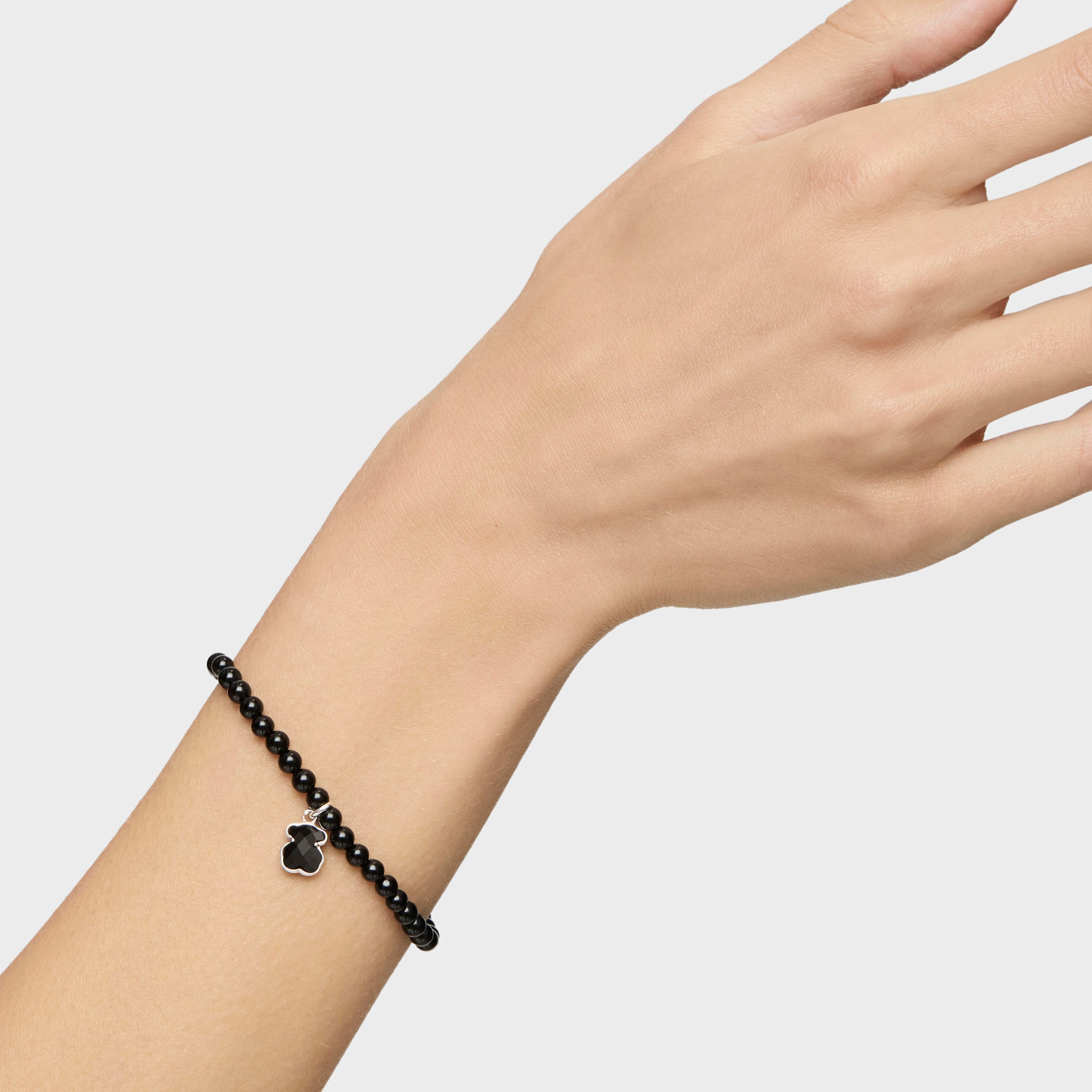 Silver and onyx TOUS Icon Color bracelet