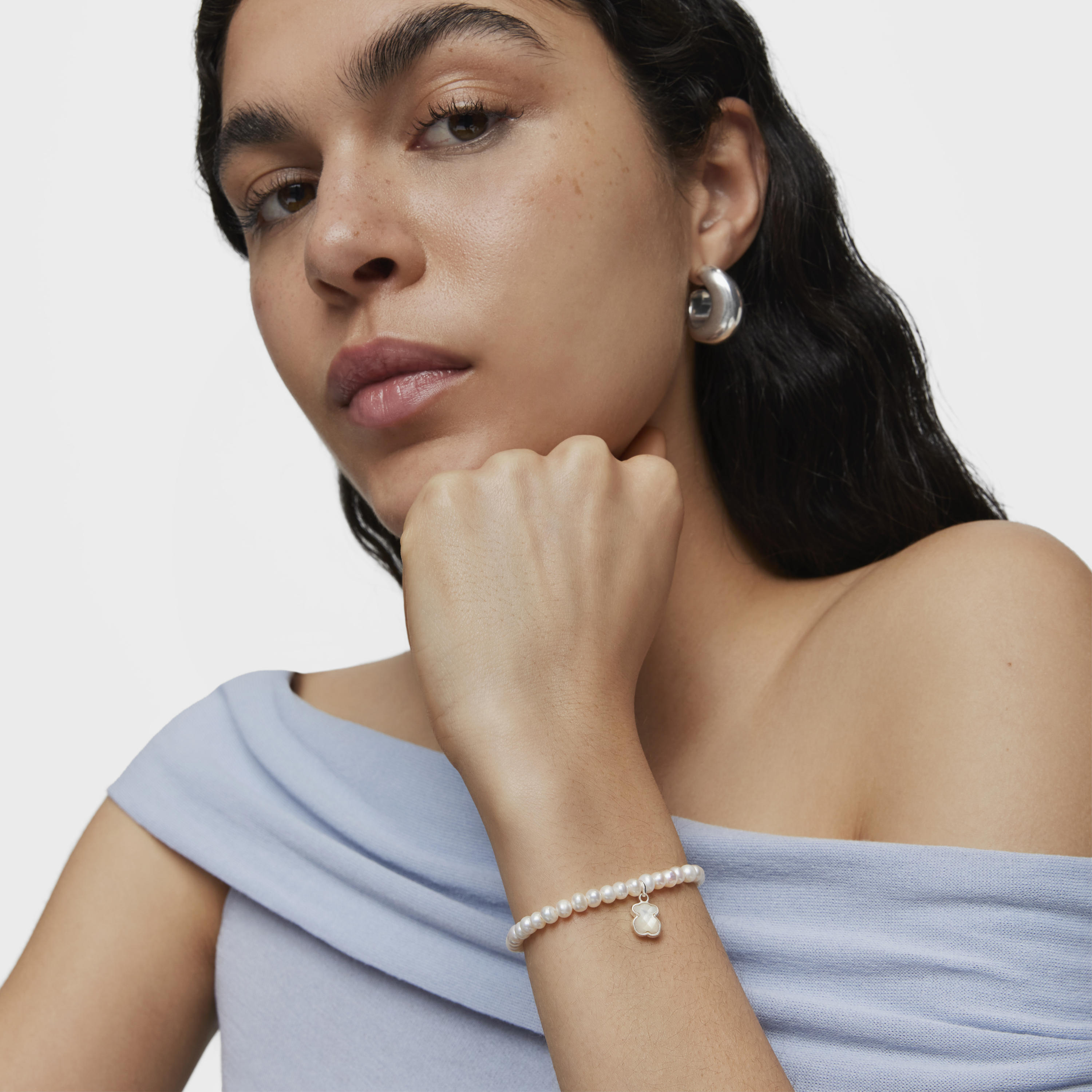 Silver TOUS Icon Color bracelet with pearls
