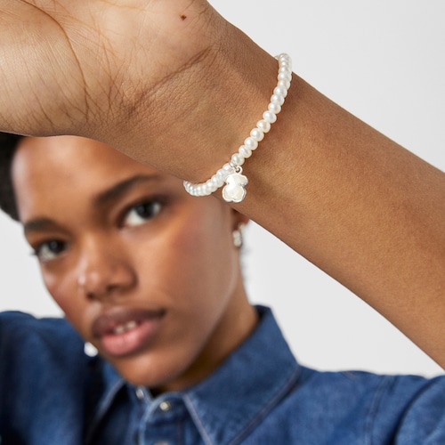 Silver TOUS Icon Color bracelet with pearls