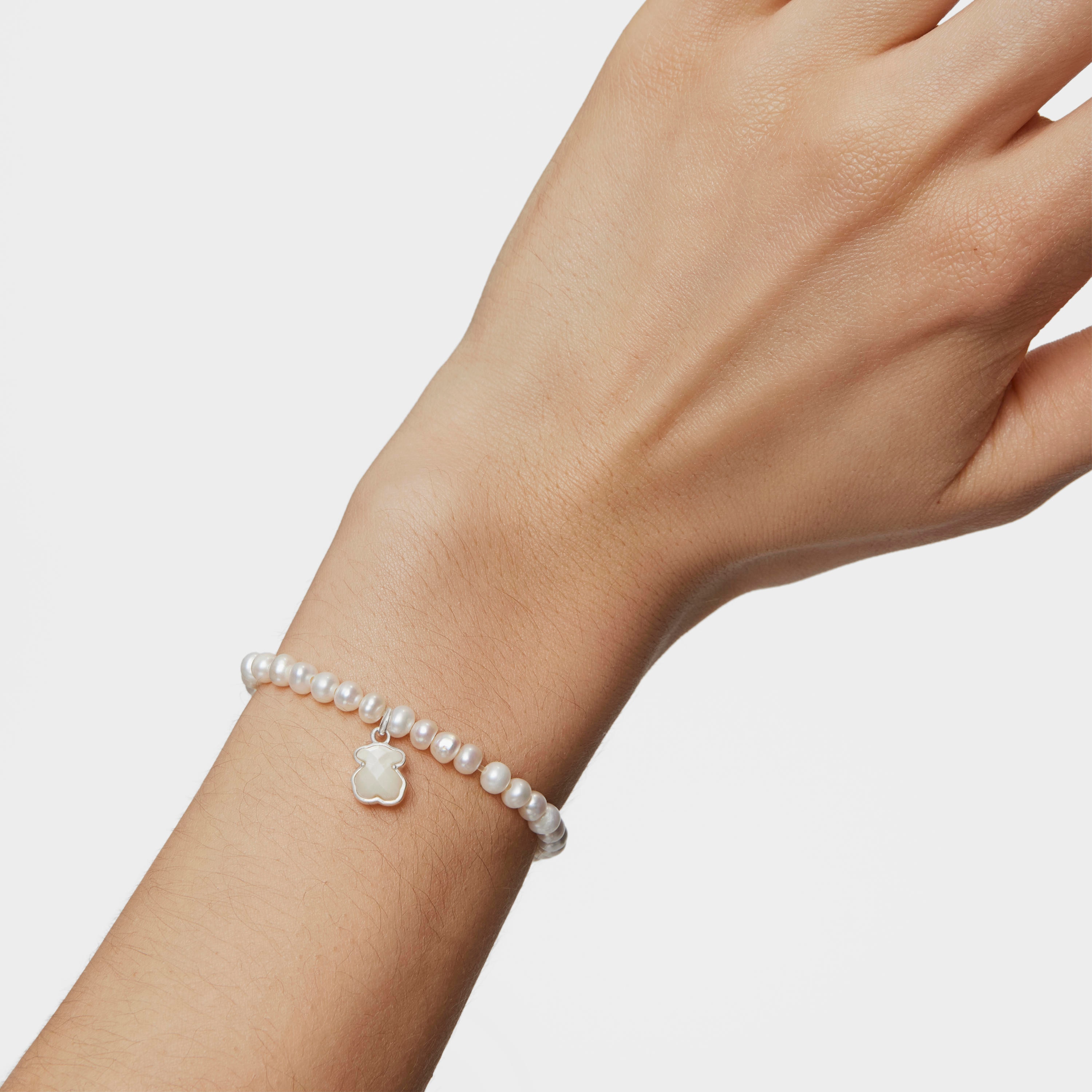 Silver TOUS Icon Color bracelet with pearls