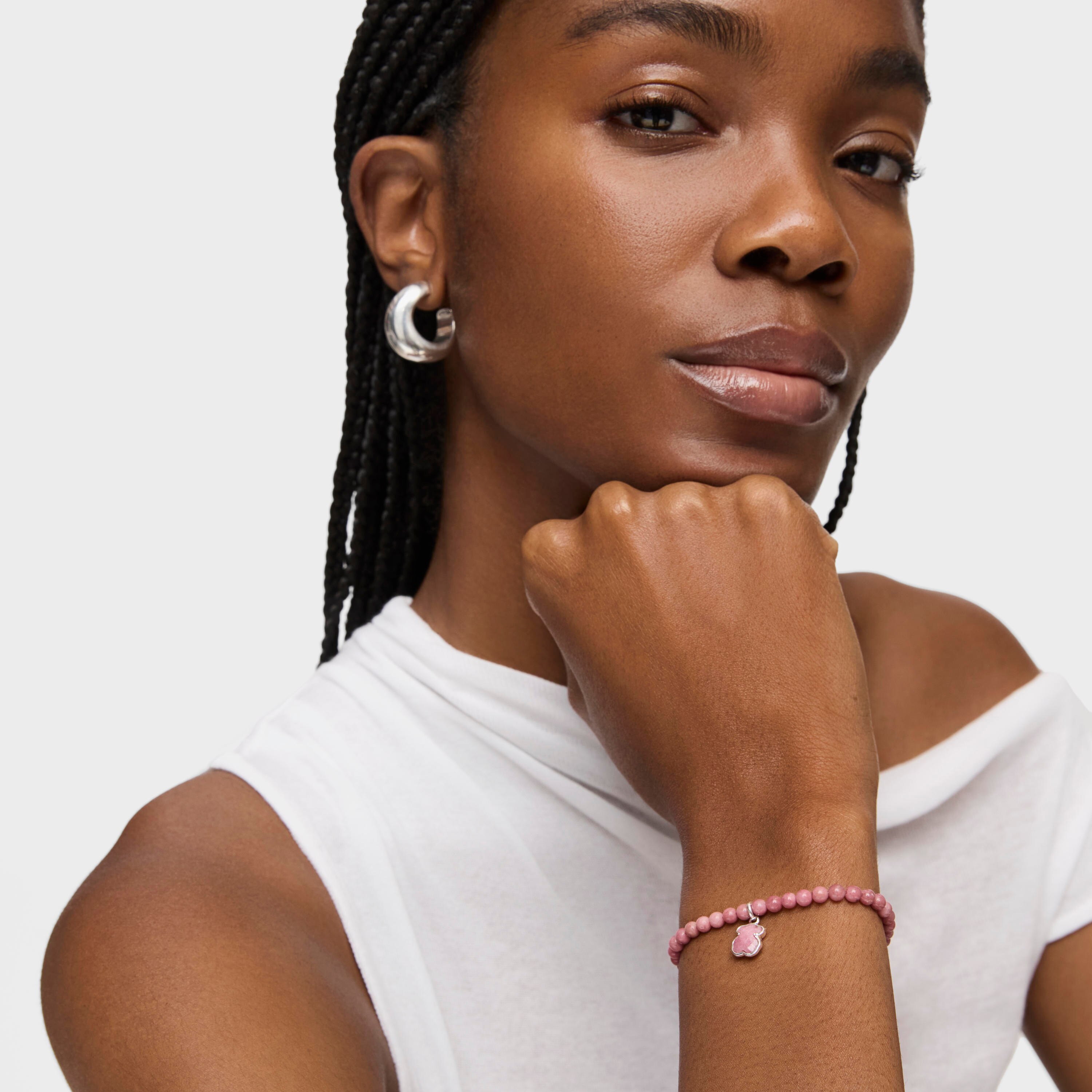 Silver and rhodonite TOUS Icon Color bracelet