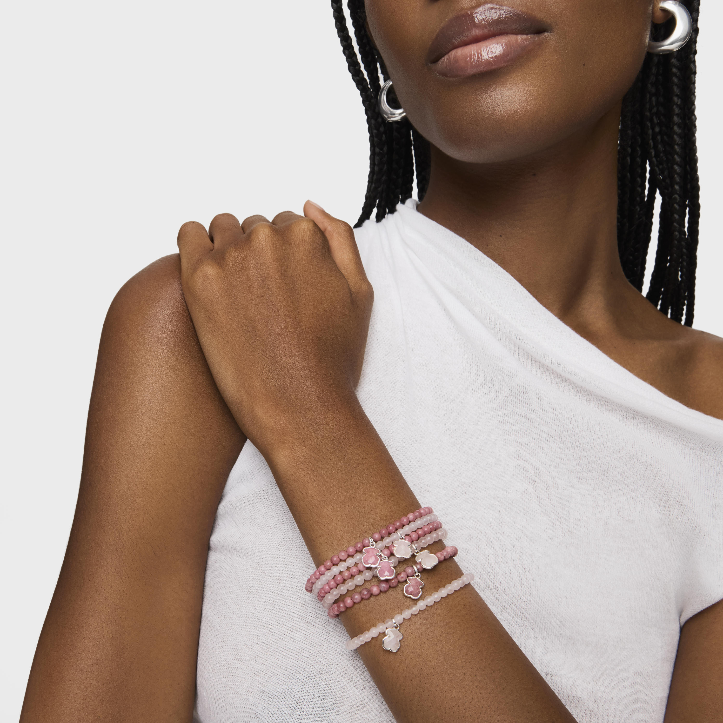 Silver and rhodonite TOUS Icon Color bracelet