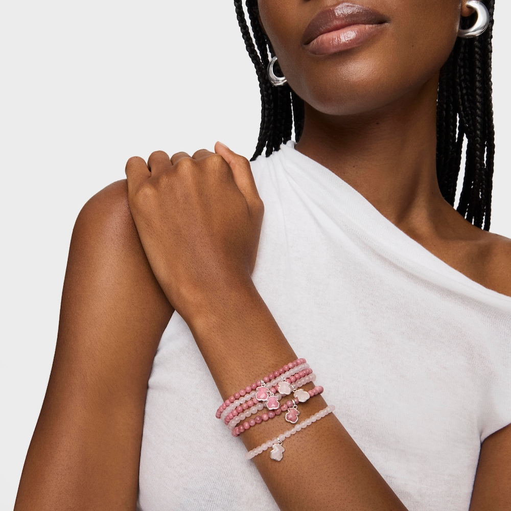 Silver and rhodonite TOUS Icon Color bracelet