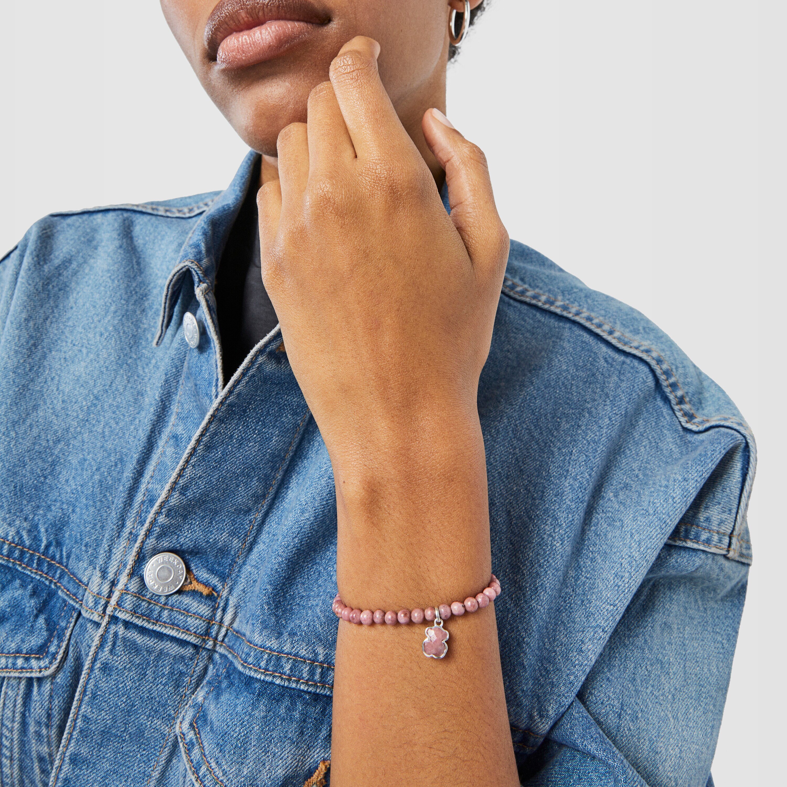 Silver and rhodonite TOUS Icon Color bracelet