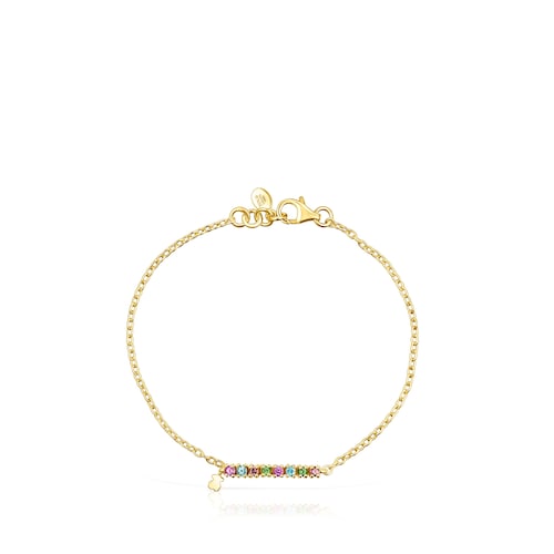 Silver Vermeil TOUS Straight Bracelet with gemstones