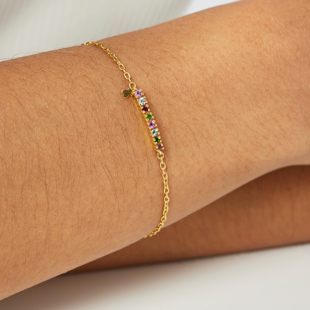 Pulsera con baño de oro 18 kt sobre plata y gemas TOUS Straight image number 4