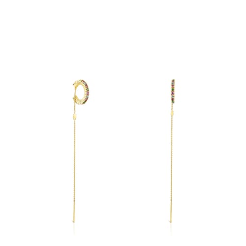 Pendientes earcuff con baño de oro 18 kt sobre plata y gemas TOUS Straight