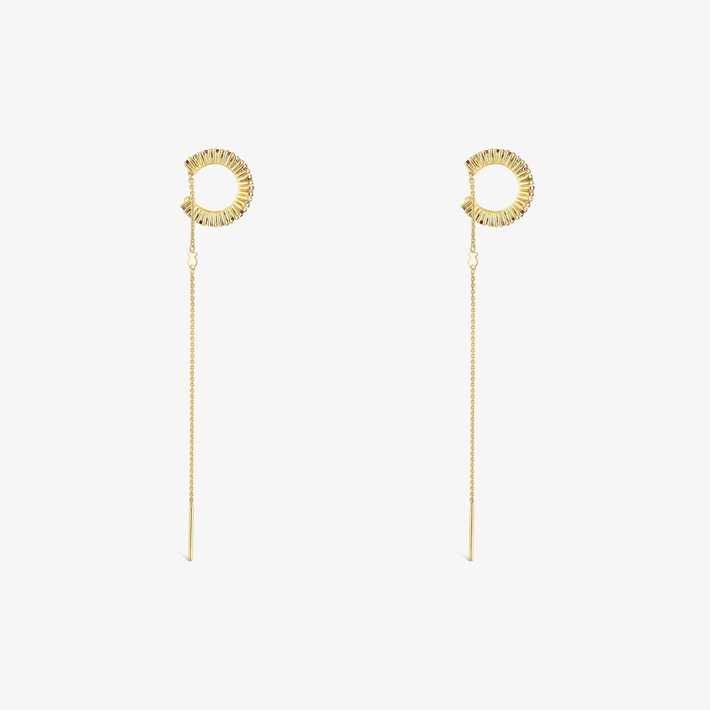 Arracades earcuff amb bany d'or 18 kt sobre plata i gemes TOUS Straight