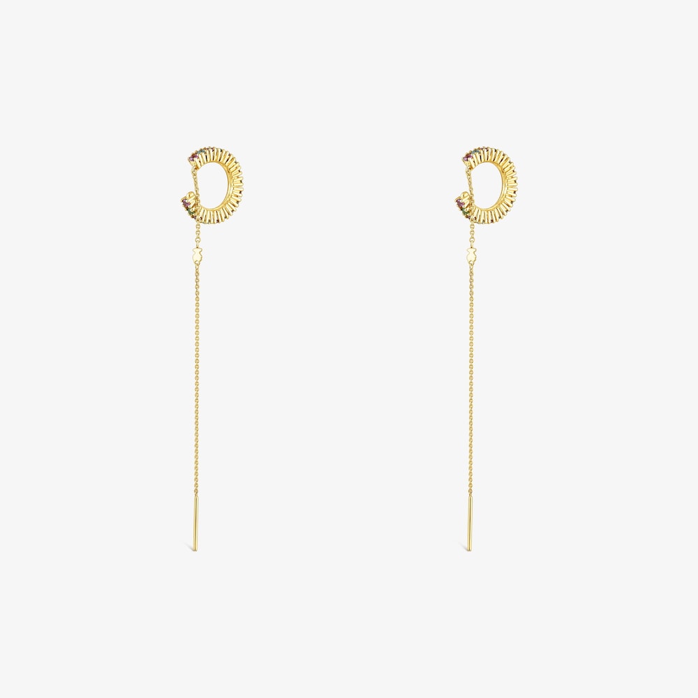 Arracades earcuff amb bany d'or 18 kt sobre plata i gemes TOUS Straight