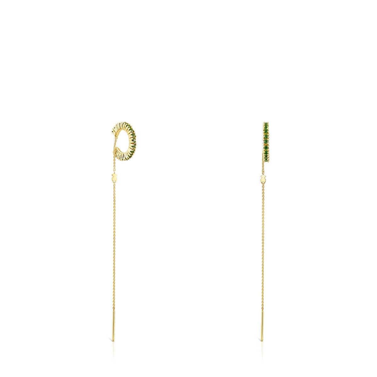 Pendientes earcuff con baño de oro 18 kt sobre plata y cromodiópsido TOUS Straight