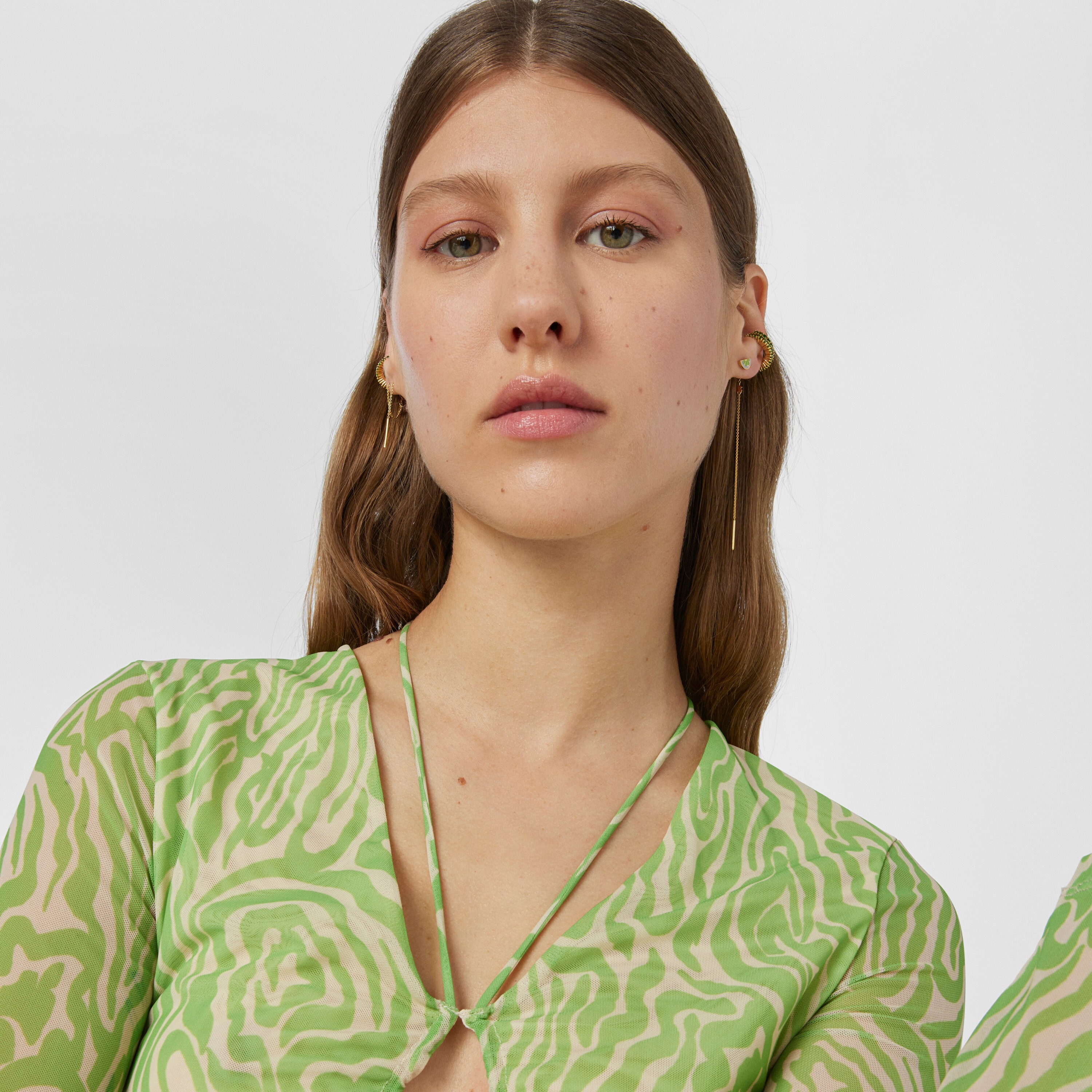 Silver vermeil TOUS Straight Earcuff earrings with chrome diopside