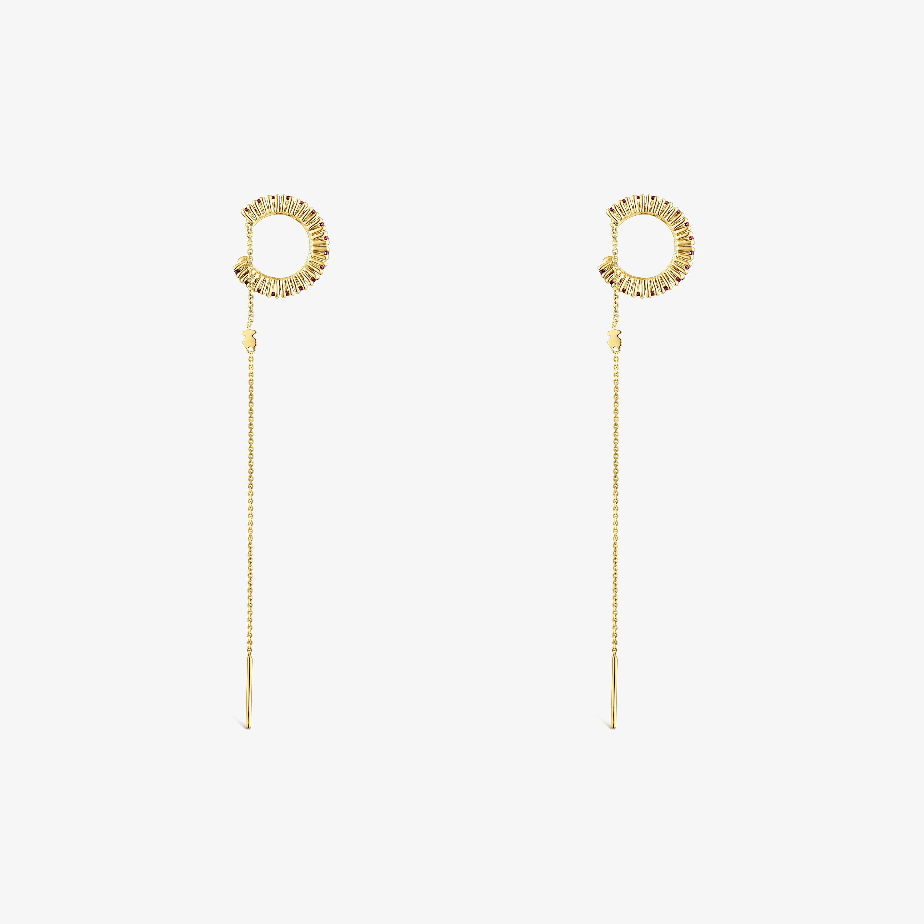 Silver vermeil TOUS Straight Earcuff earrings with rhodolites