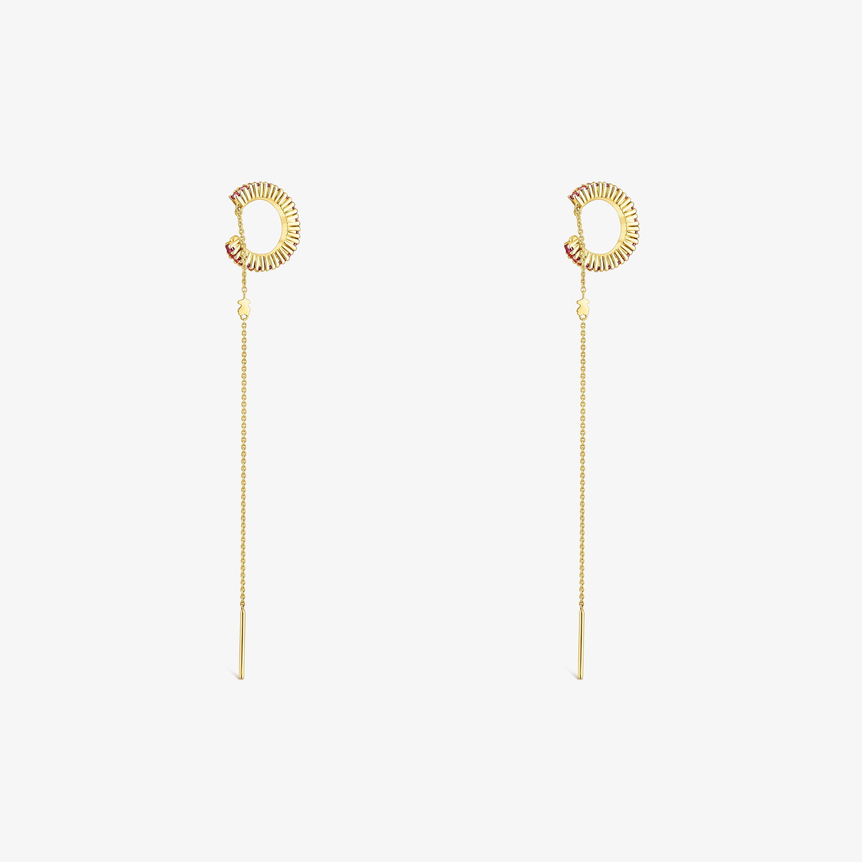 Silver vermeil TOUS Straight Earcuff earrings with rhodolites
