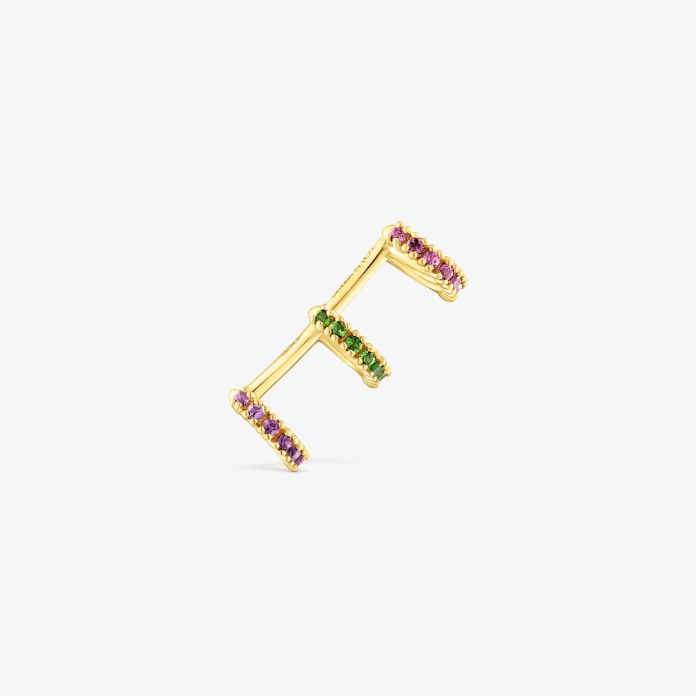 Silver vermeil TOUS Straight Triple earcuff with rhodolites, chrome diopside and gemstones