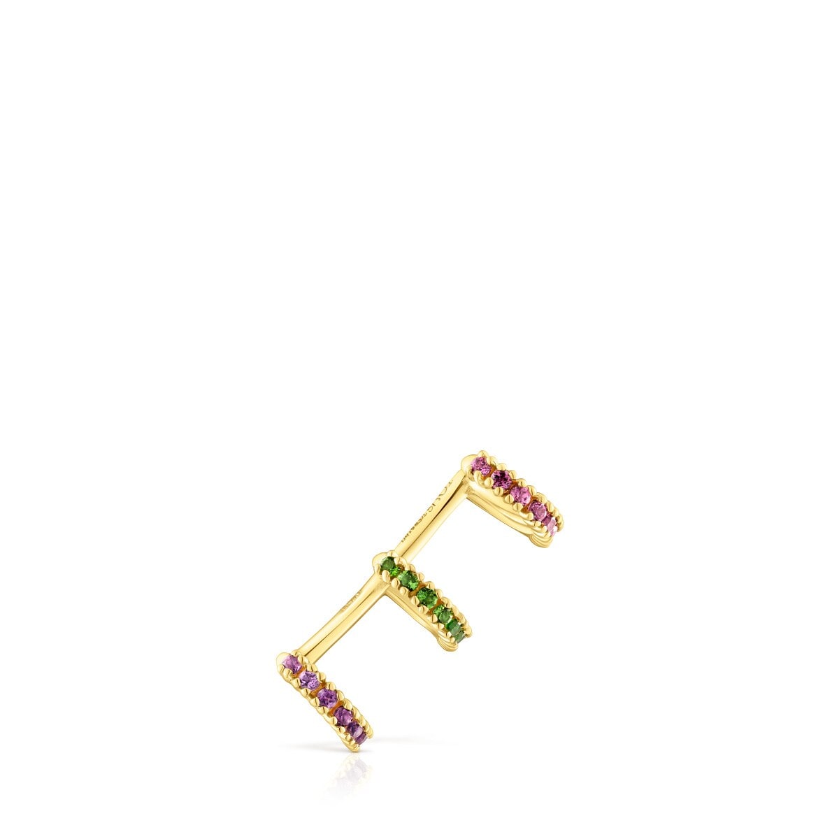 Earcuff triple con baño de oro 18 kt sobre plata y rodolitas, cromodiópsido y gemas TOUS Straight