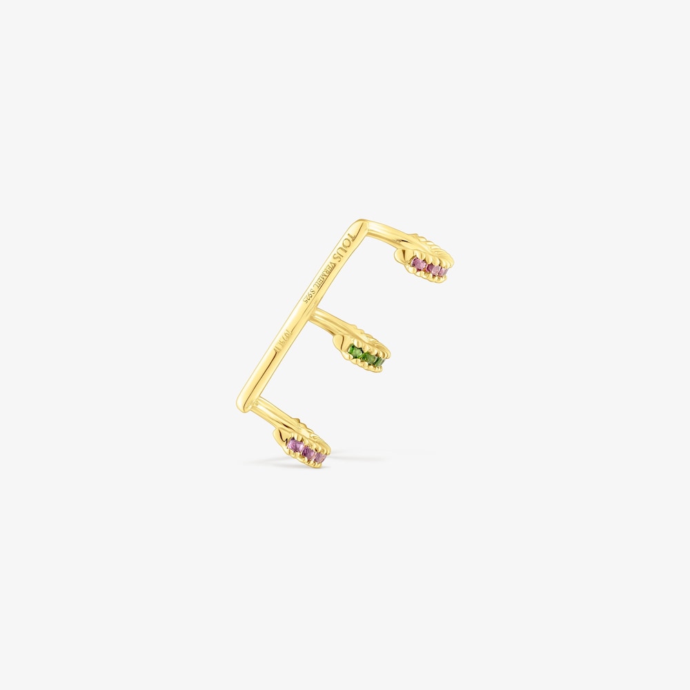Silver vermeil TOUS Straight Triple earcuff with rhodolites, chrome diopside and gemstones