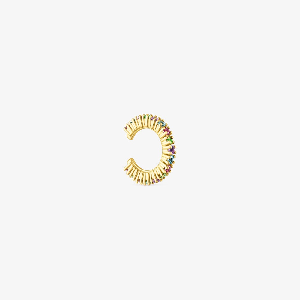 Earcuff con ba&ntilde;o de oro 18 kt sobre plata y gemas TOUS Straight