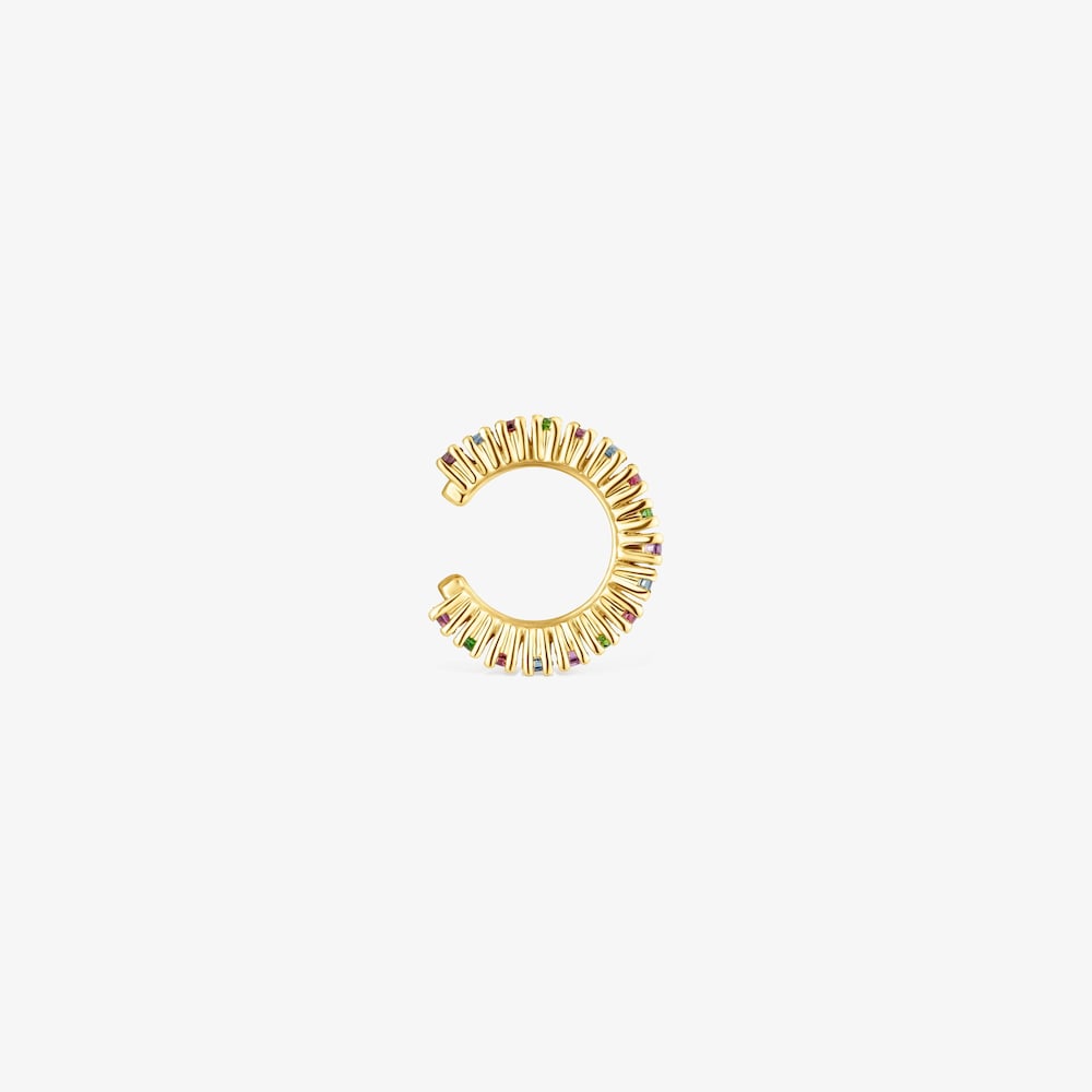 Earcuff con ba&ntilde;o de oro 18 kt sobre plata y gemas TOUS Straight