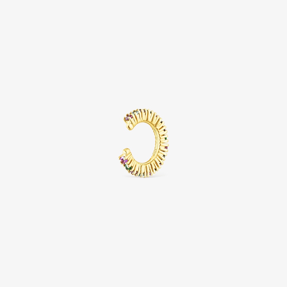 Earcuff con ba&ntilde;o de oro 18 kt sobre plata y gemas TOUS Straight