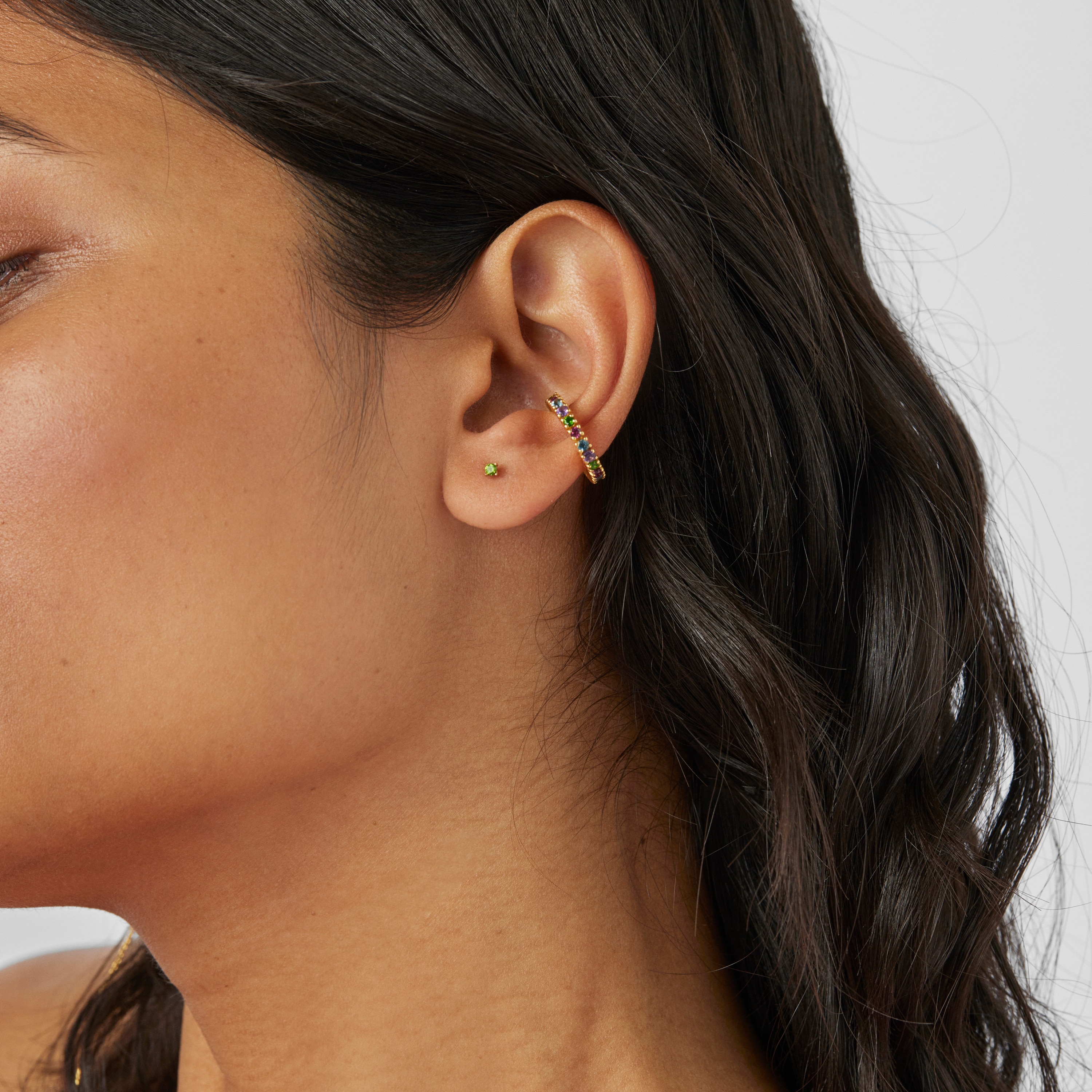 Silver vermeil TOUS Straight Earcuff with gemstones