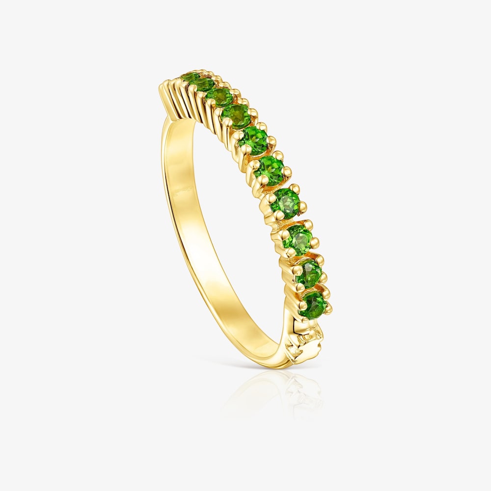 Anillo media alianza de plata vermeil y cromodi&oacute;psido TOUS Straight