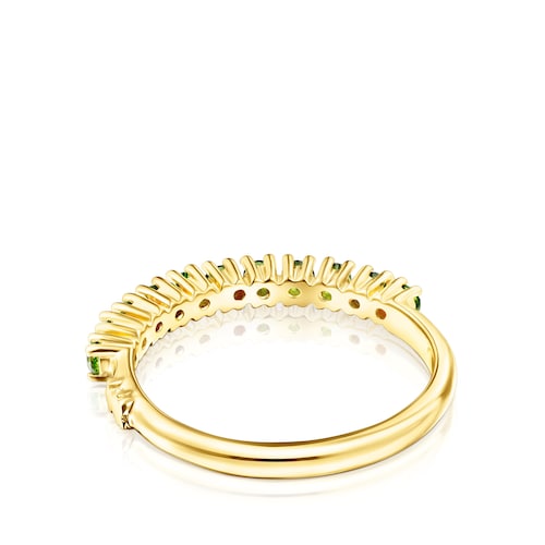 Silver vermeil TOUS Straight Half wedding ring with chrome diopsides