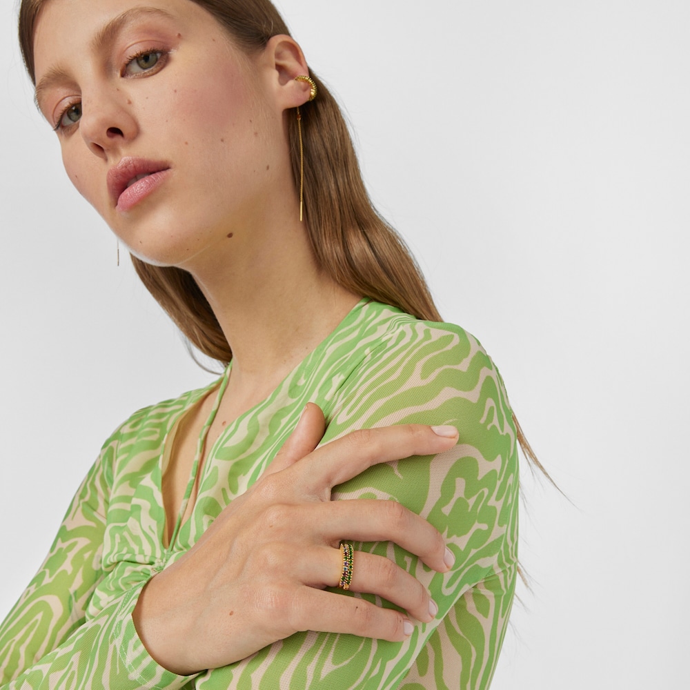 Anillo media alianza de plata vermeil y cromodi&oacute;psido TOUS Straight