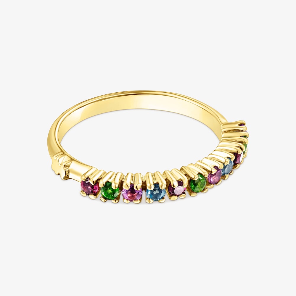 Anillo media alianza con ba&ntilde;o de oro 18 kt sobre plata y gemas TOUS Straight