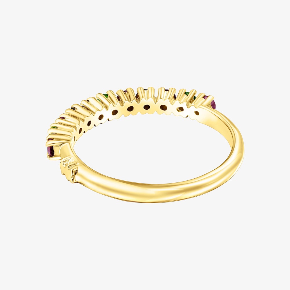 Anillo media alianza con ba&ntilde;o de oro 18 kt sobre plata y gemas TOUS Straight