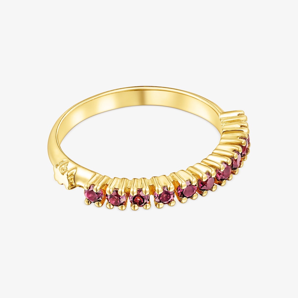 Anillo media alianza de plata vermeil y rodolitas TOUS Straight