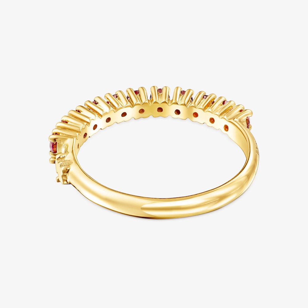 Anillo media alianza de plata vermeil y rodolitas TOUS Straight