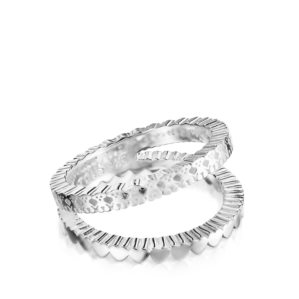 Anillo doble de plata motivos coraz&oacute;n Straight