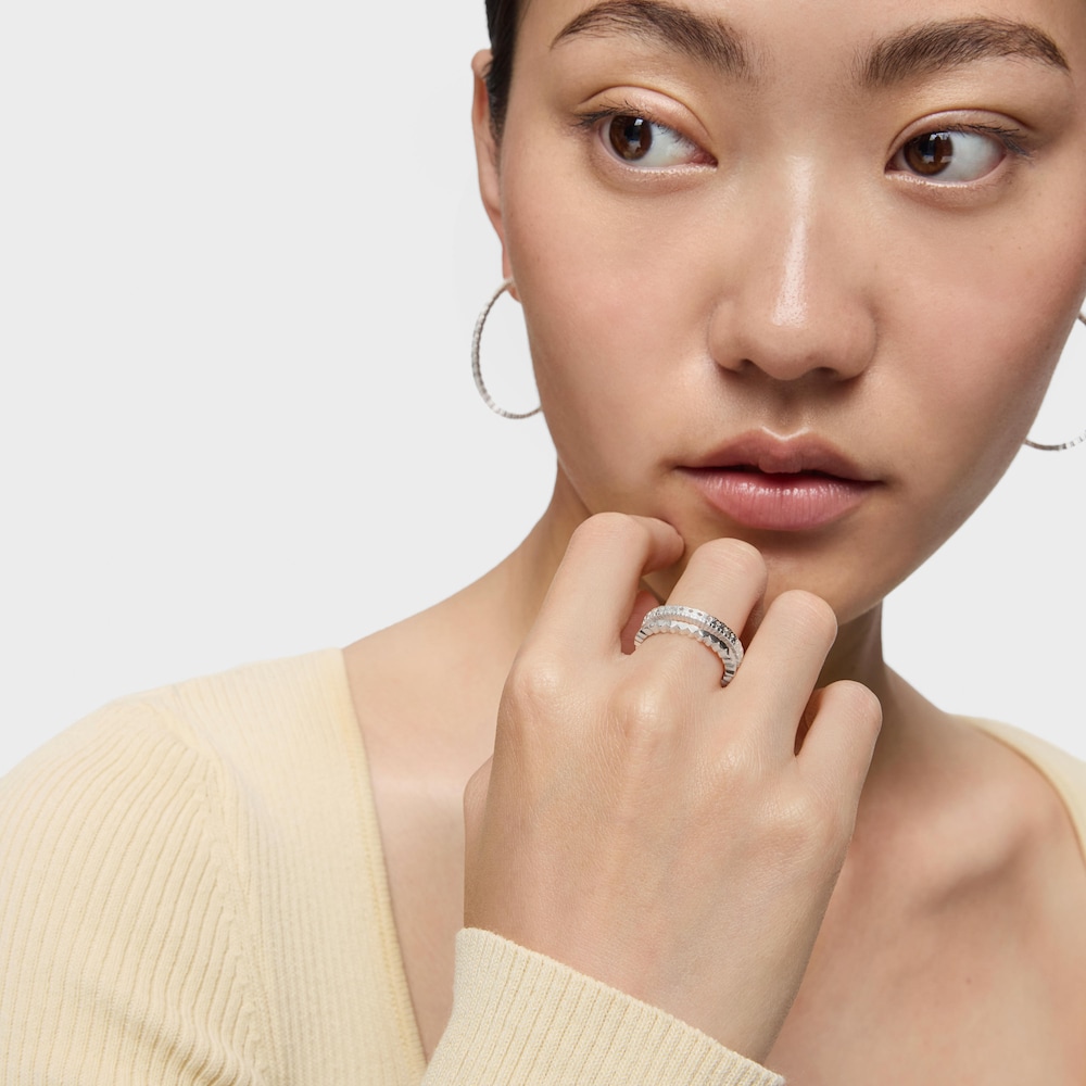 Anillo doble de plata motivos coraz&oacute;n Straight