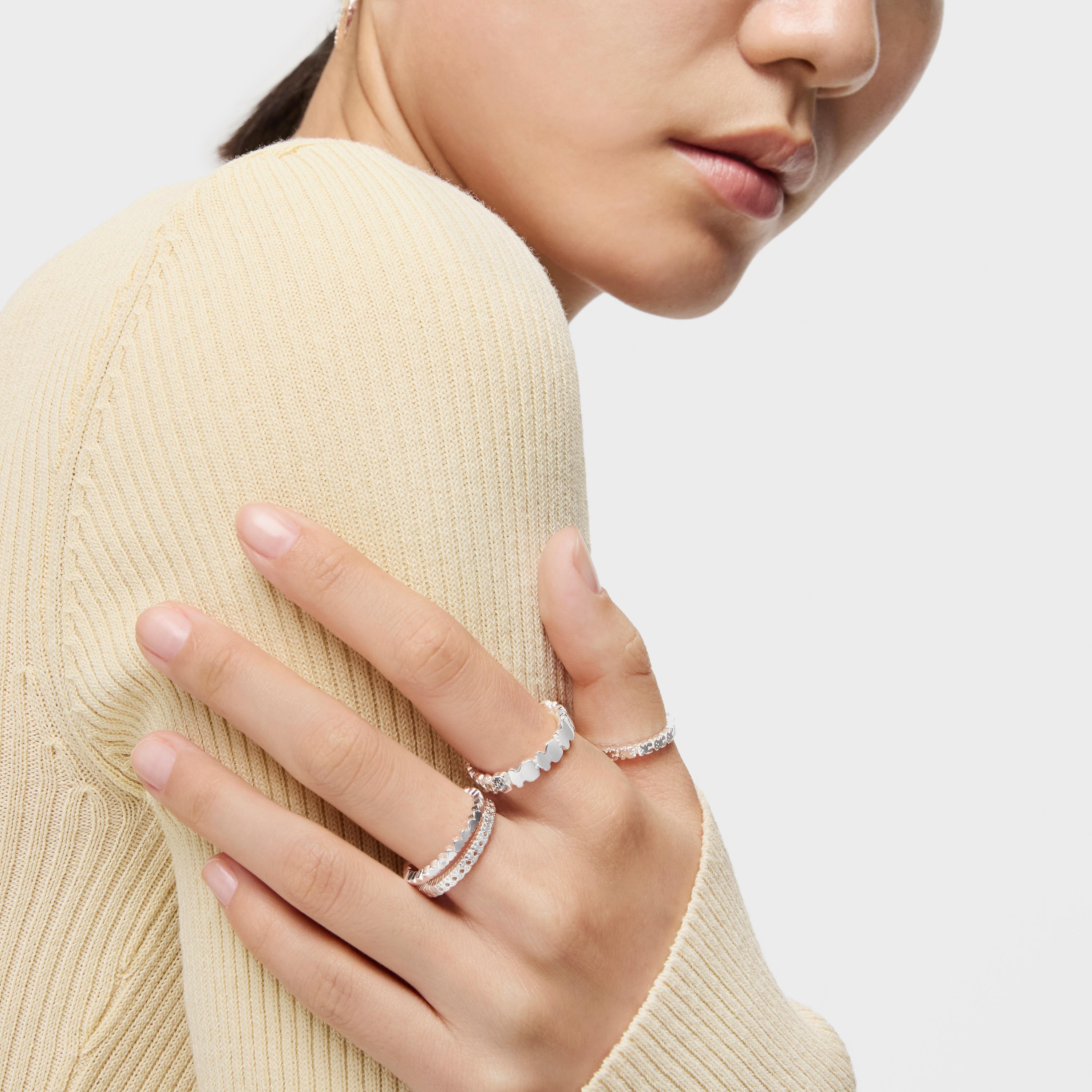 Silver TOUS Straight crossed Ring 1cm