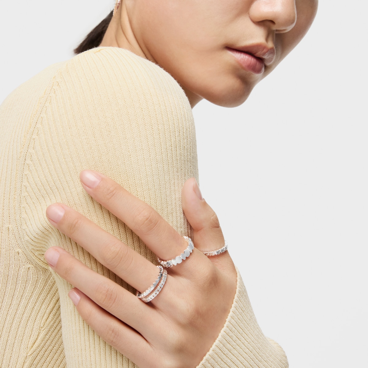 Anillo doble de plata motivos corazón Straight