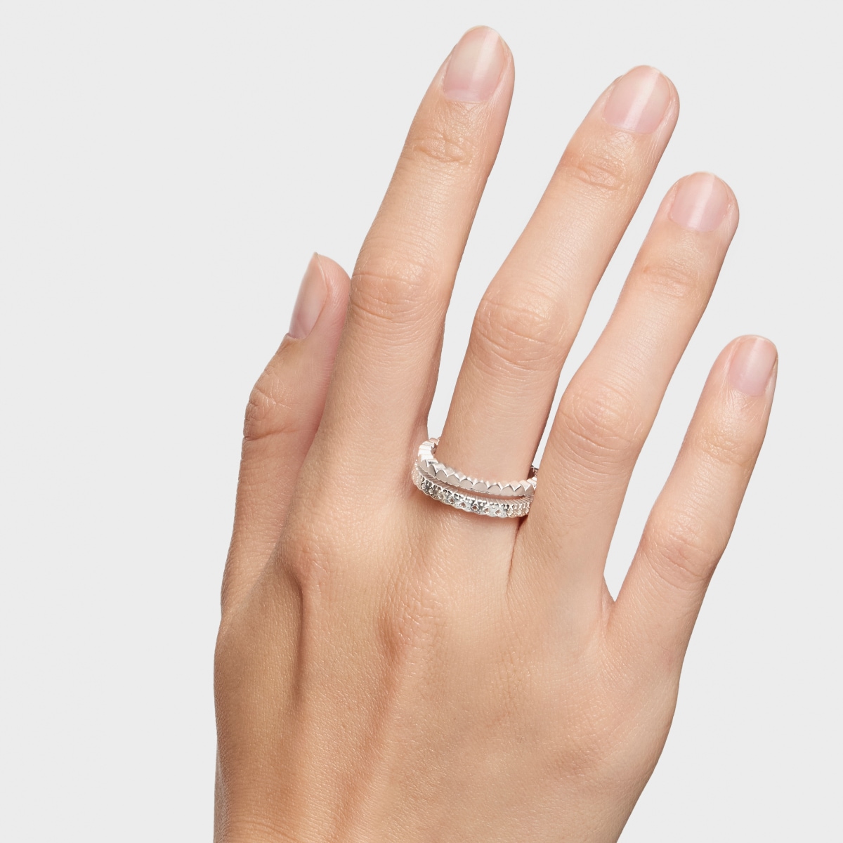 Anillo doble de plata motivos corazón Straight