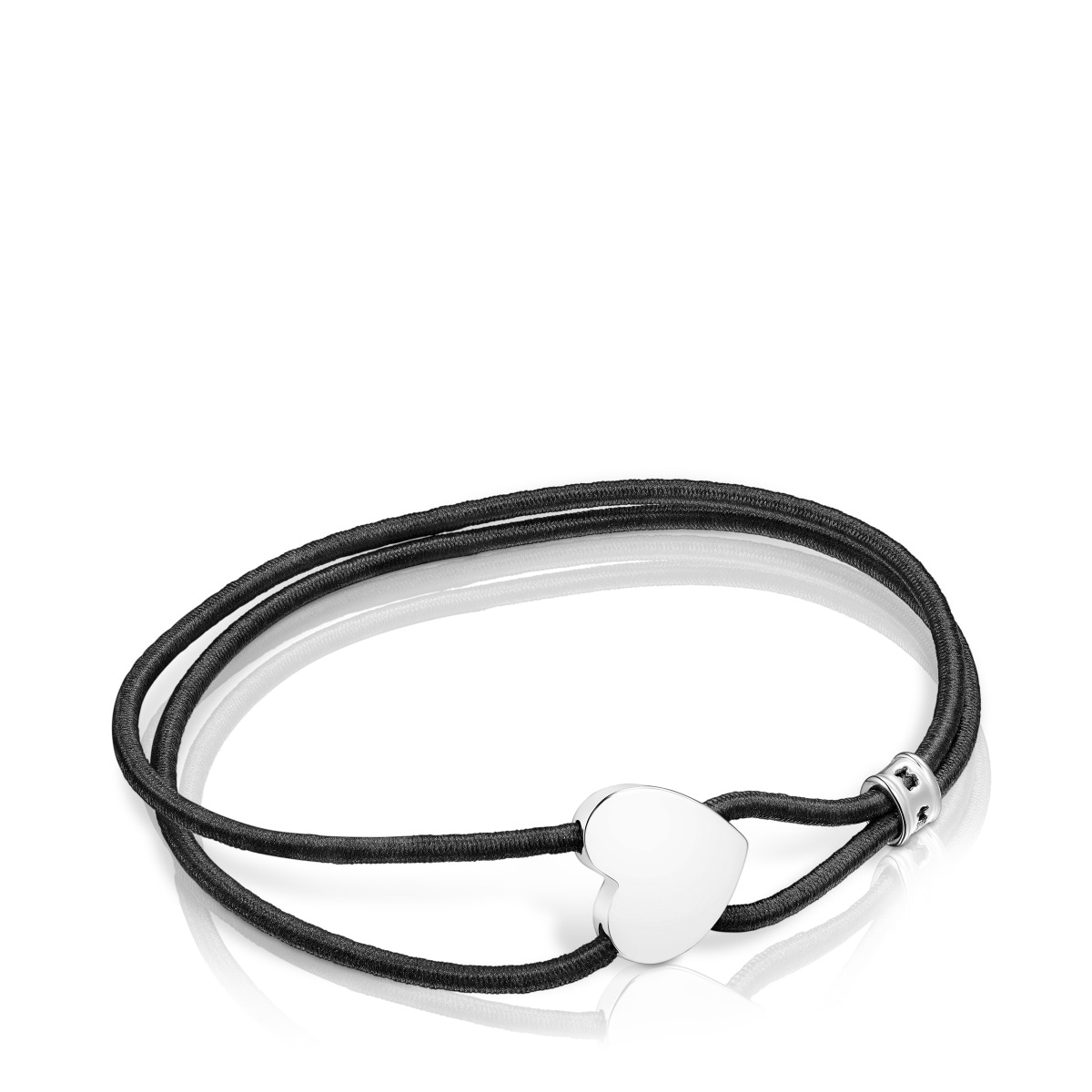 Tous - Pulsera Elástica Negra Con Corazón De Plata Sweet Dolls - Plateado