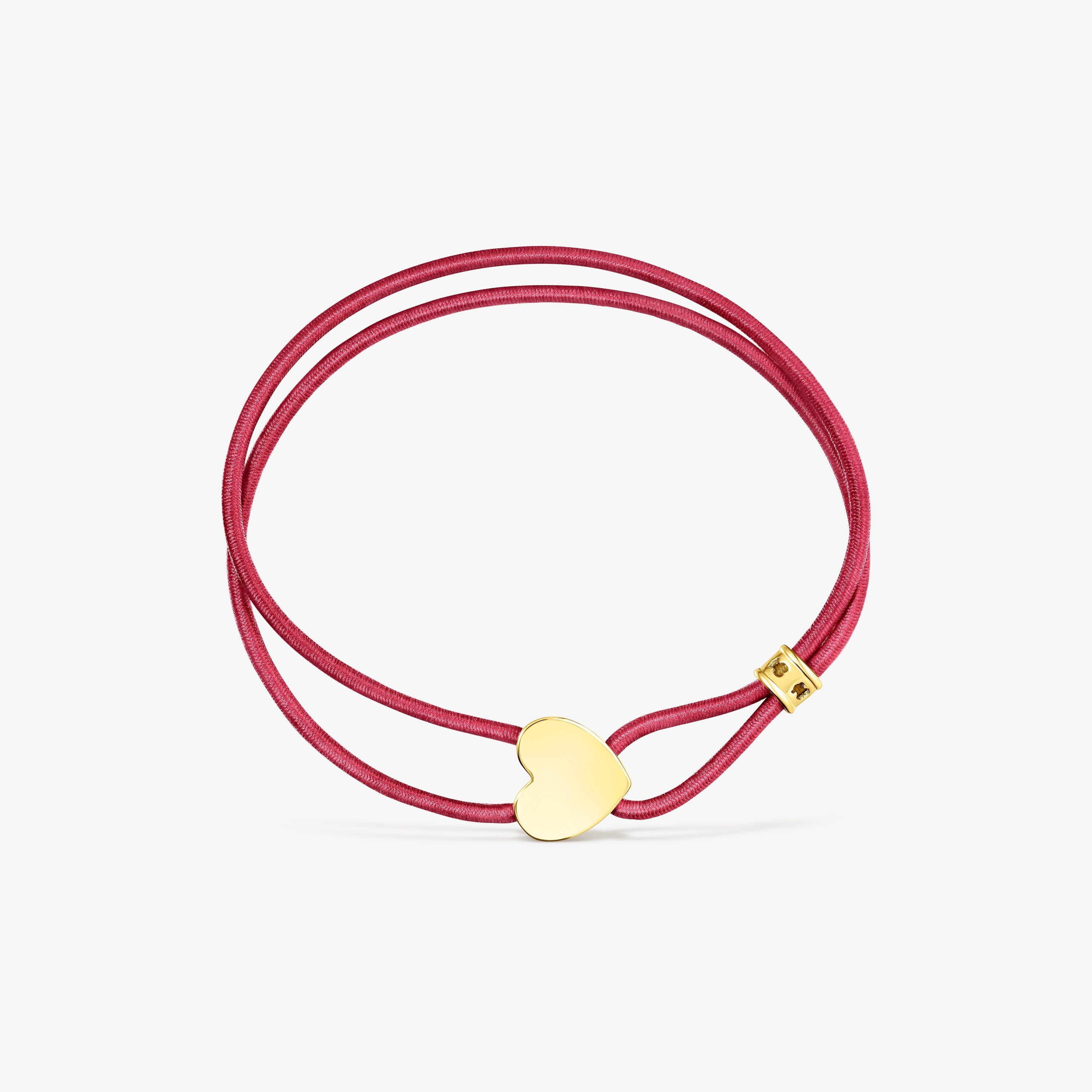 Red elastic Sweet Dolls Bracelet with silver vermeil heart