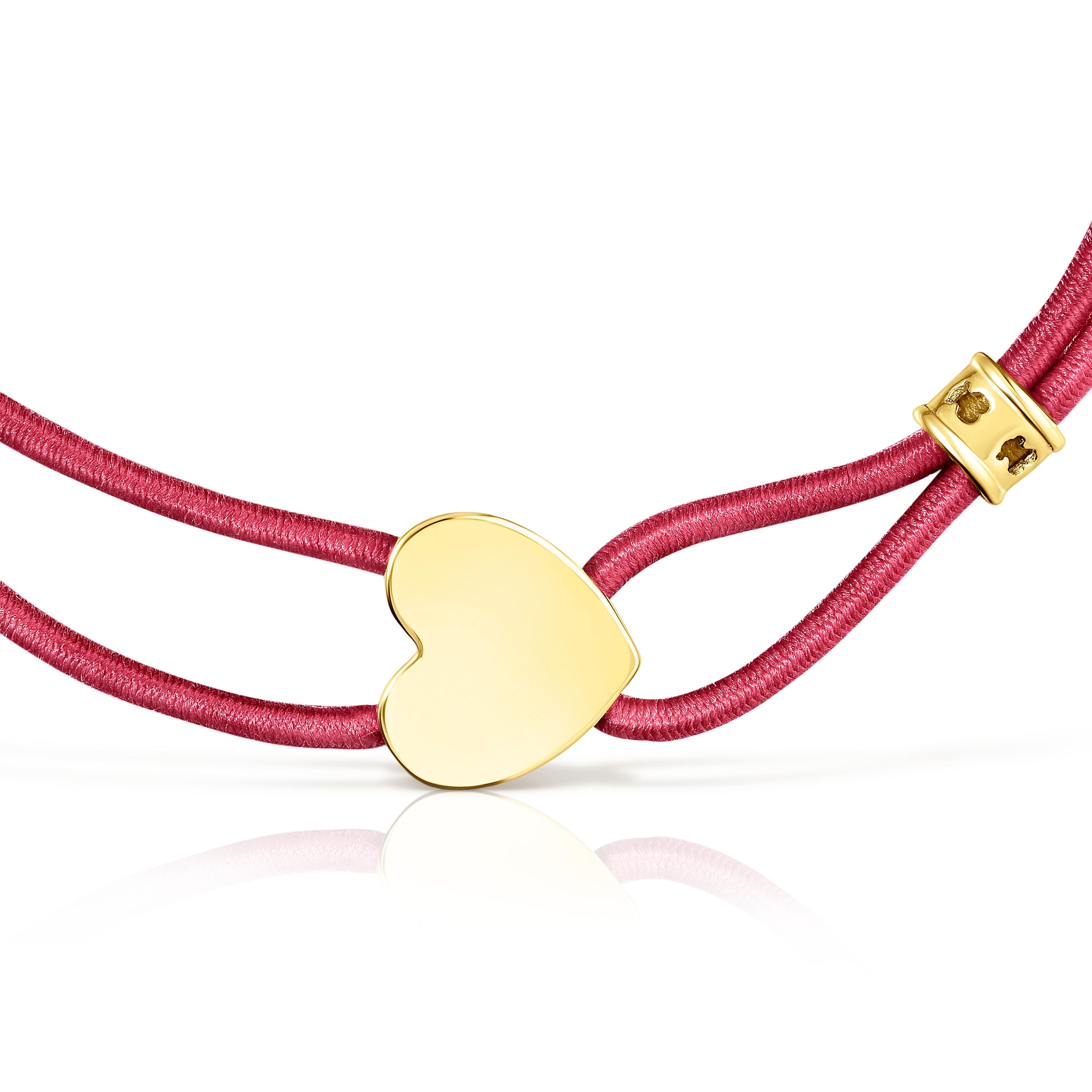 Red elastic Sweet Dolls Bracelet with silver vermeil heart