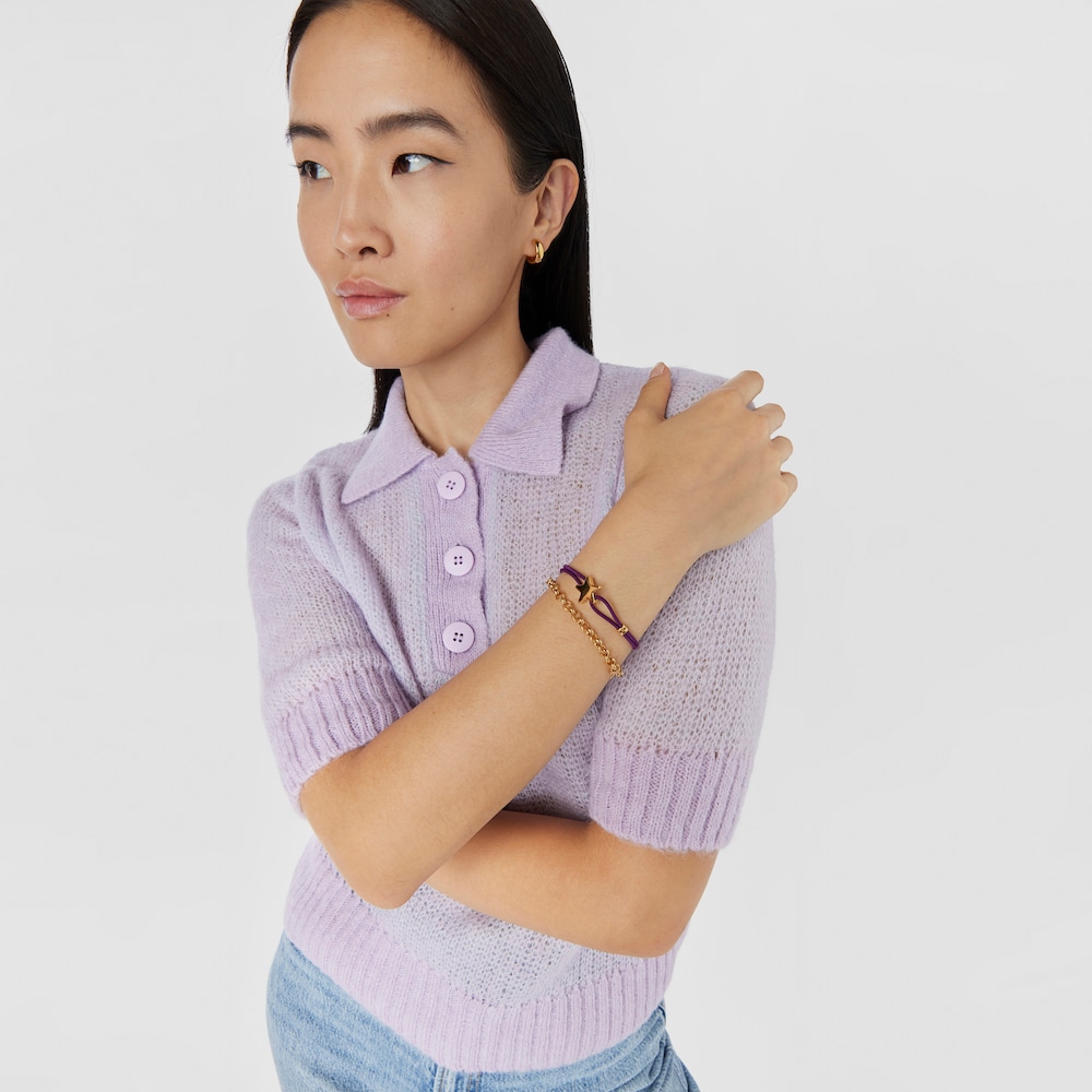Lilac-colored elastic Sweet Dolls Bracelet with silver vermeil star