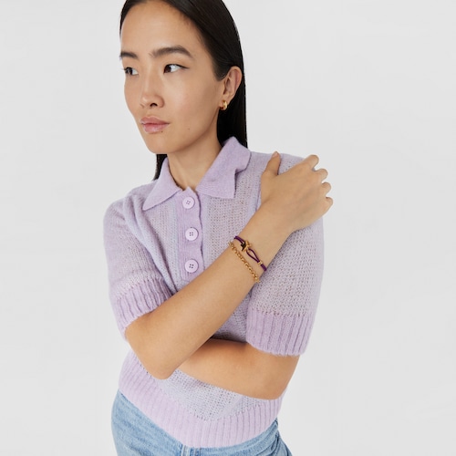 Lilac-colored elastic Sweet Dolls Bracelet with silver vermeil star