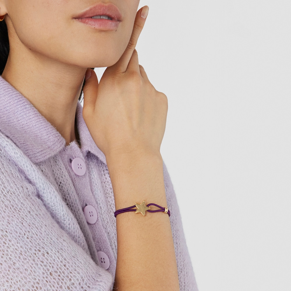 Lilac-colored elastic Sweet Dolls Bracelet with silver vermeil star