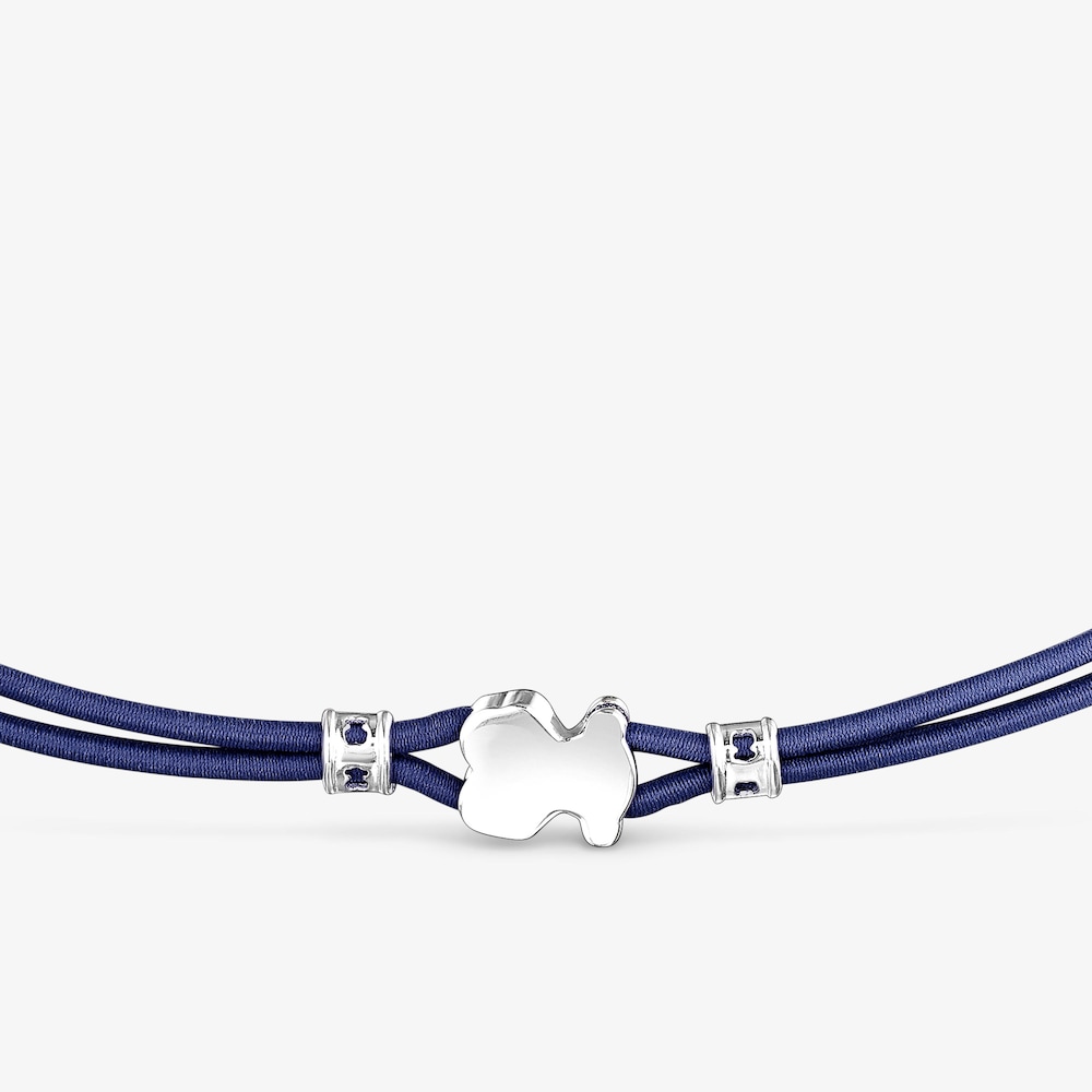 Tous Sweet Dolls &ndash; Elastick&yacute; choker n&aacute;hrdeln&iacute;k modr&eacute; barvy s motivem medv&iacute;dka ze stř&iacute;bra