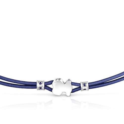 Tous Sweet Dolls &ndash; Elastick&yacute; choker n&aacute;hrdeln&iacute;k modrej farby s mot&iacute;vom medved&iacute;ka zo striebra