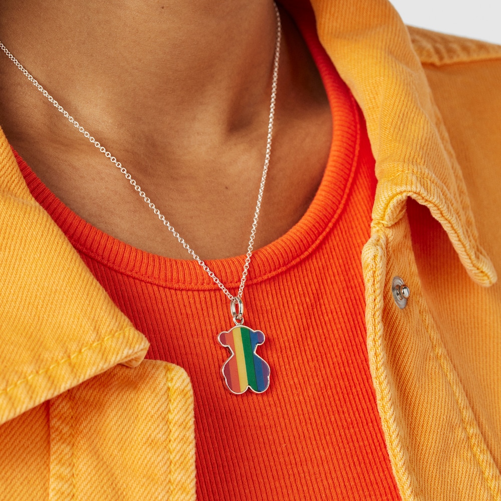 Colar urso TOUS Pride em prata e esmalte