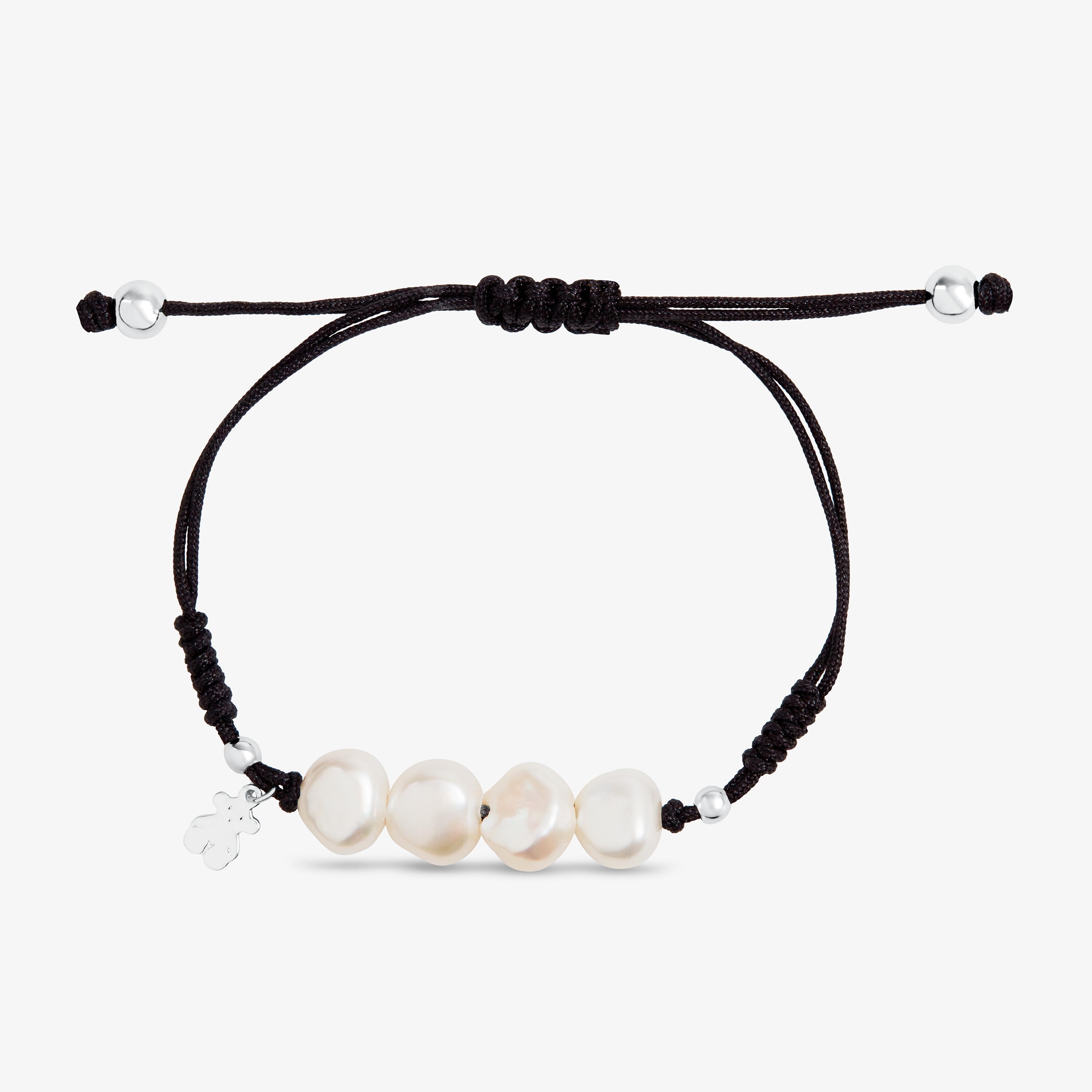 Silver TOUS Pearls Bracelet with Bear motif