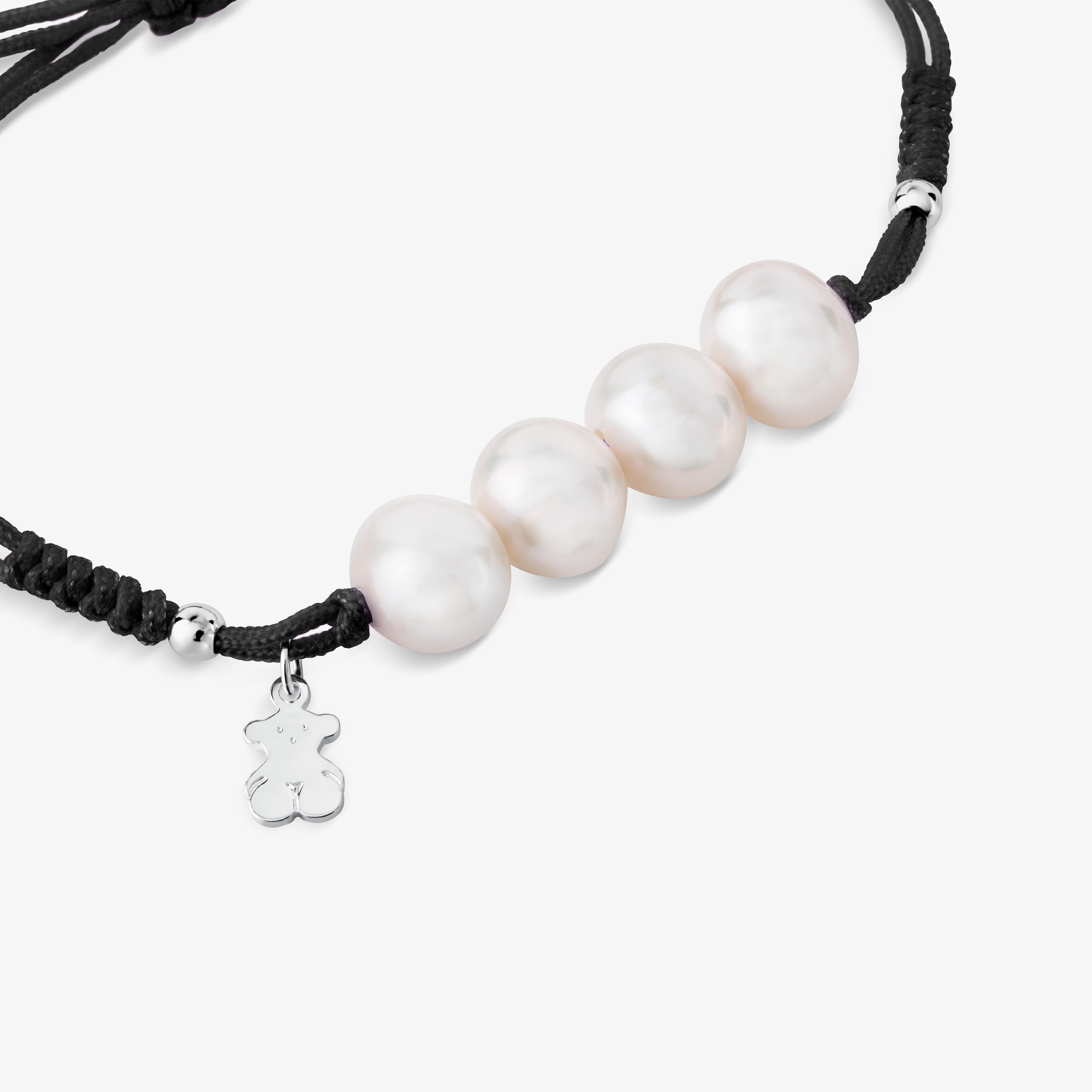 Silver TOUS Pearls Bracelet with Bear motif