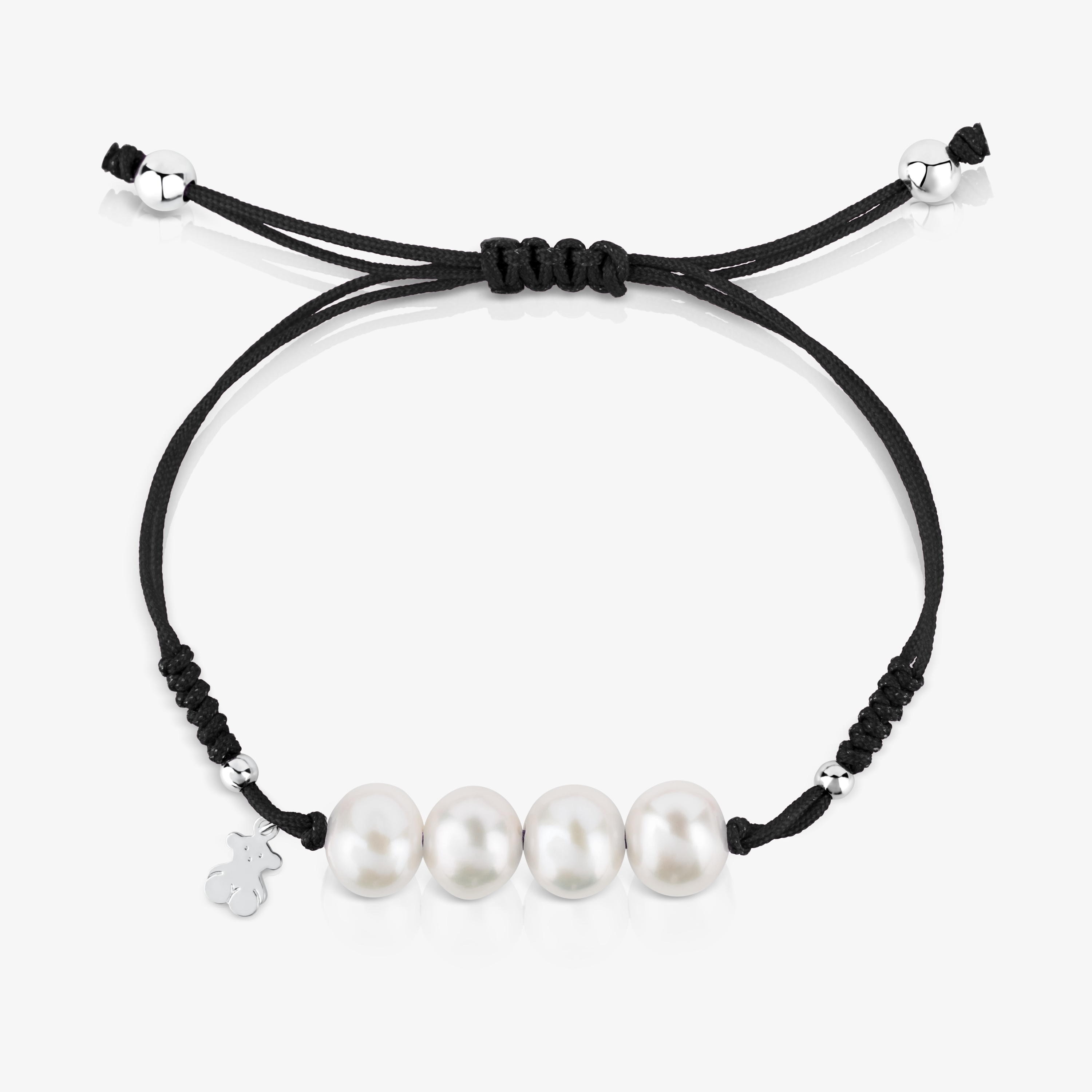 Silver TOUS Pearls Bracelet with Bear motif