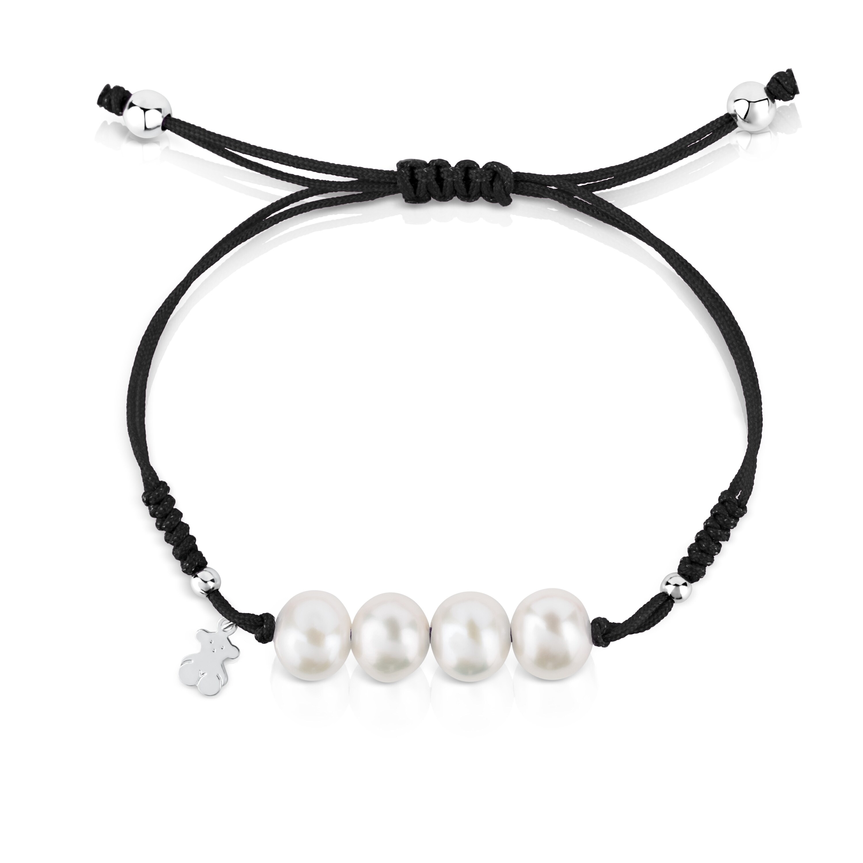 Silver TOUS Pearls Bracelet with Bear motif